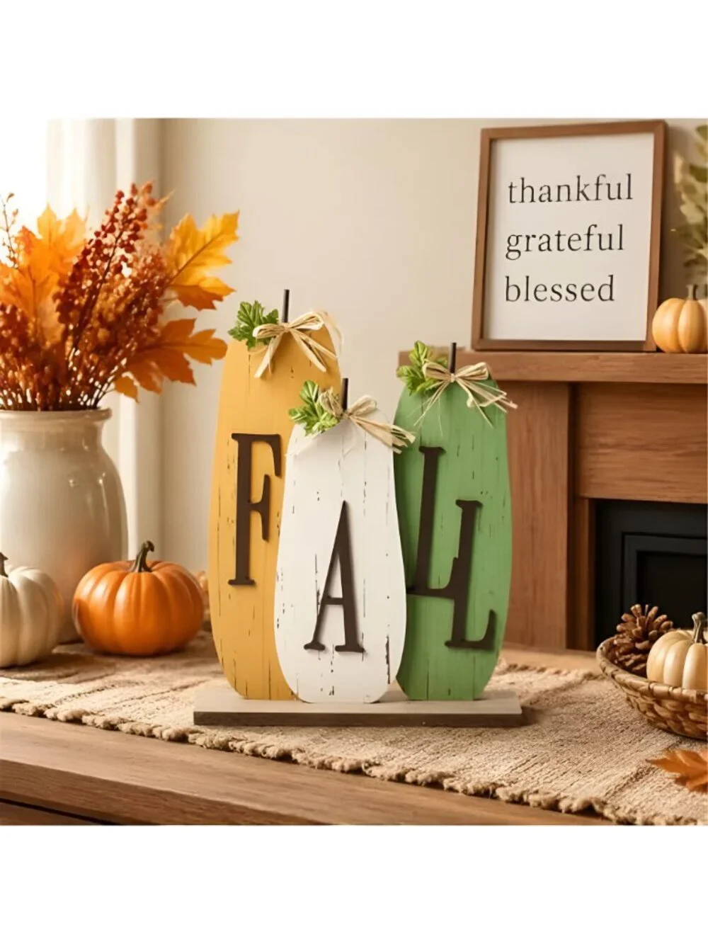 Fall Decorations for Home Pumpkin Sign Thanksgivin Farmhouse Vintage Wooden